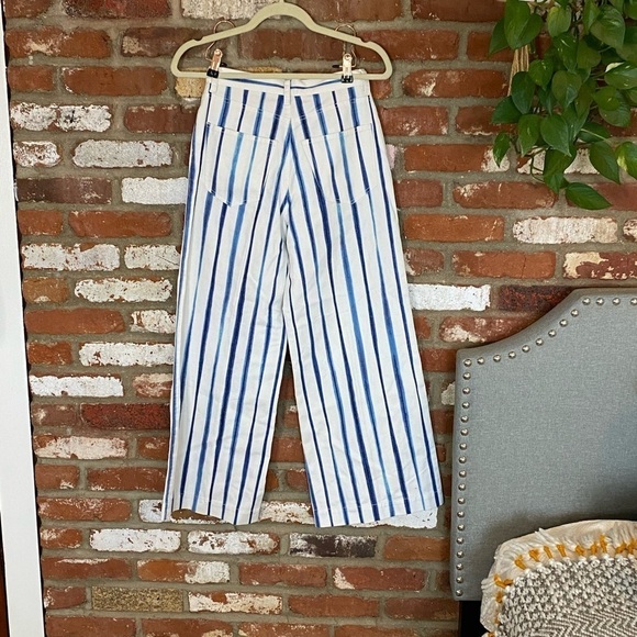 POLO Ralph Lauren Striped Wide Leg Cropped Trousers Size 0 New - Picture 4 of 8